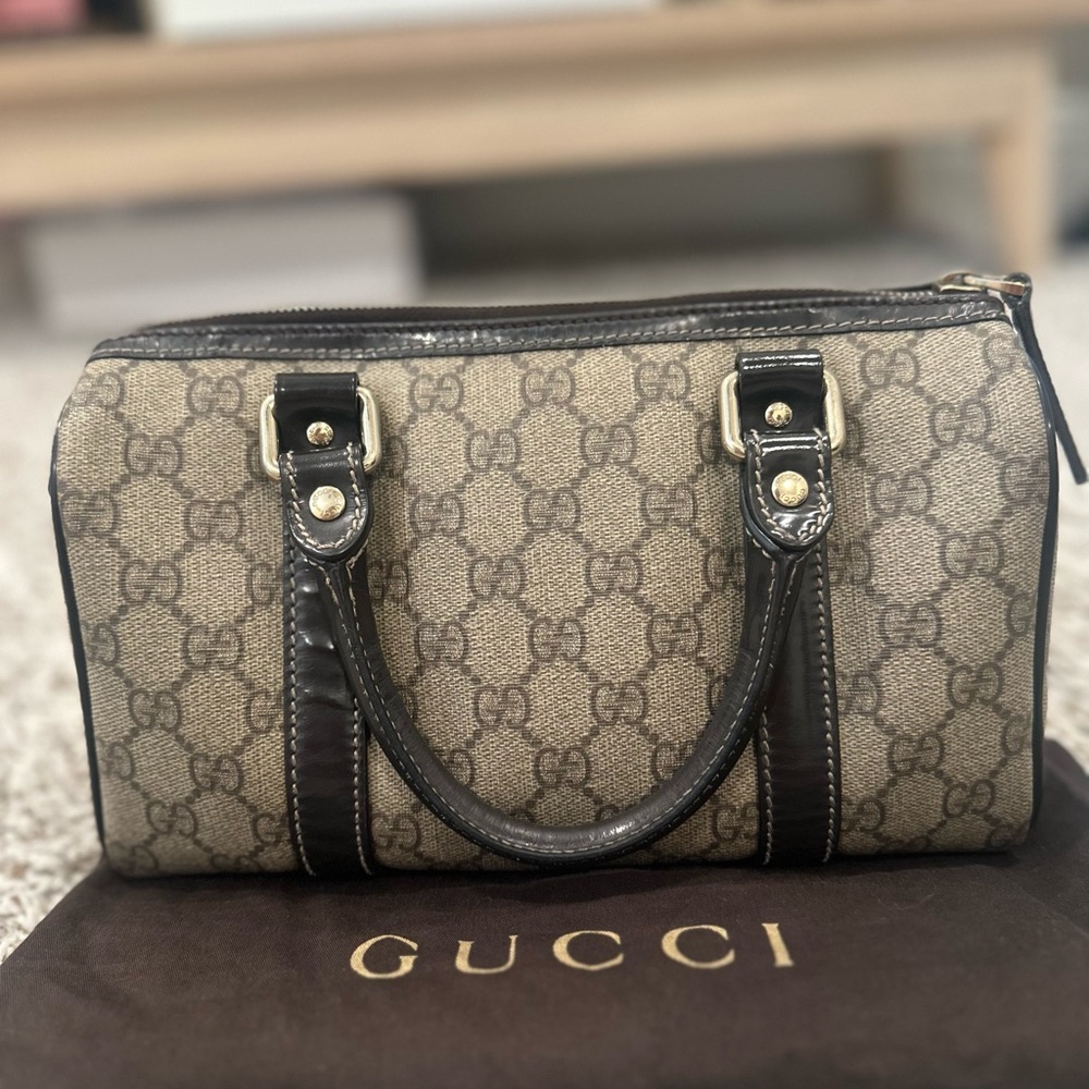Gucci Beige and Black GG Coated Canvas Small Joy Boston Bag - Picture 3 of 10